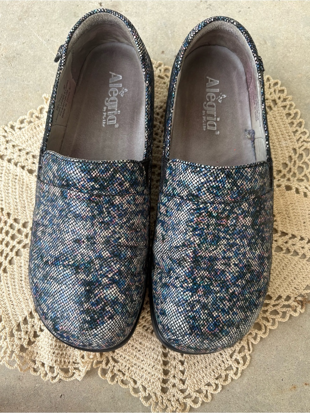 Algeria Snakeskin clogs shoes navy silver black pink shades 40 Women 9